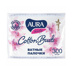 Ватные палочки в пакете 300шт. AURA