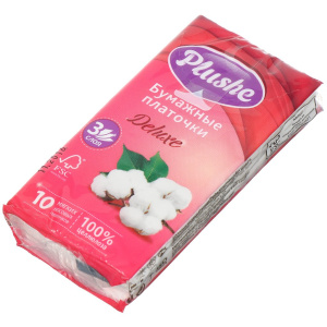 Платочки носовые 3-сл, 10шт. "PLUSHE Deluxe"