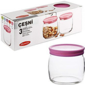 Набор банок 500мл 3шт с розовой пласт. кр. ЧЕШНИ Pasabahce (4)