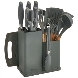 Набор кухонных ножей и аксессуаров 19пр., серый ALPENKOK (6)